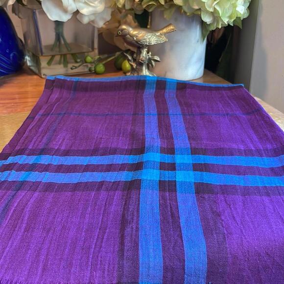 NWOT! Burberry Lightweight “Giant Check Gauze” Silk/Wool Scarf / Rare Colorway! - Picture 2 of 9